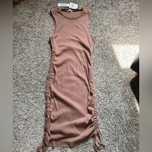 Garage Brown Ruched Dress NWT